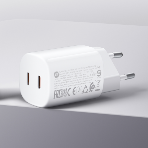 Xiaomi Wall Charger Nano Turbo, 45W, 3A, 2 x USB-C, White BHR087OEU