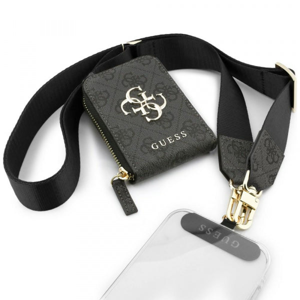 Guess Wallet and Phone Lanyard Strap 4G Metal Logo, Black
