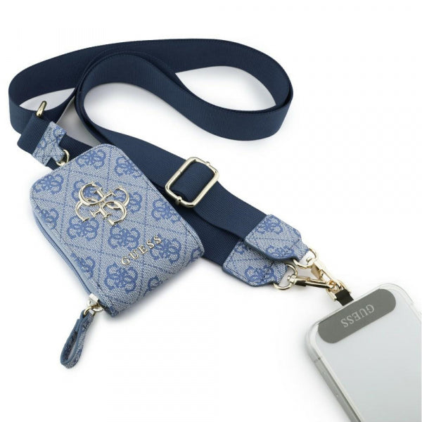 Guess Wallet and Phone Lanyard Strap 4G Metal Logo, Blue