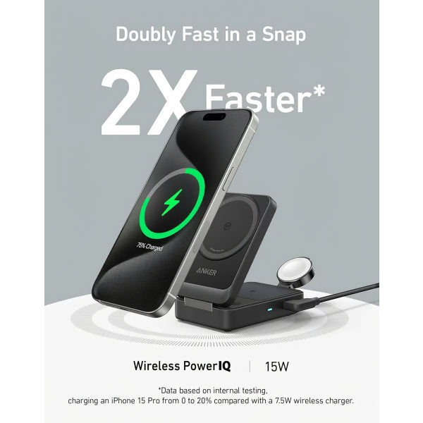 Anker Wireless Charger MagGo 3in1, 15W, 1.67A, Black B2557311