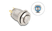 Delock Drucktaster zum Einbau 12 mm 4 x Lötanschluss LED blau
