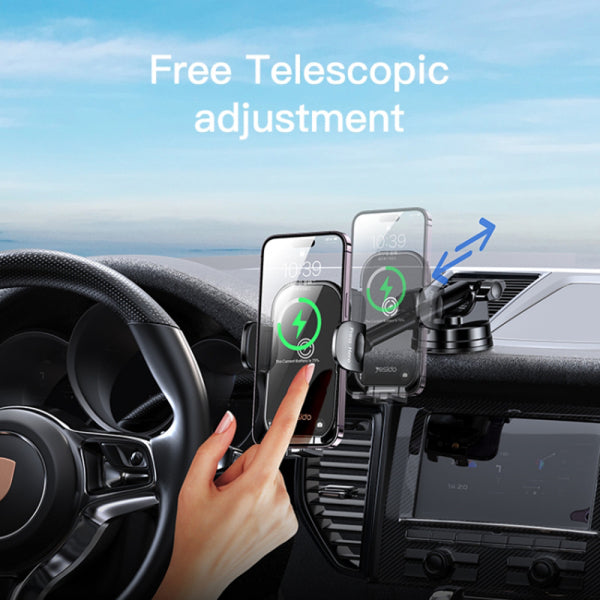 Yesido Wireless Car Charger C197, 15W, 1.67A, Black