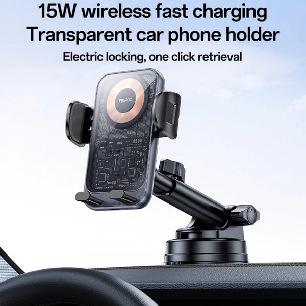 Yesido Wireless Car Charger C307, 15W, 1.67A, Black