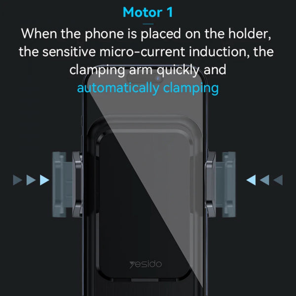 Yesido Wireless Car Charger C312, 15W, 1.67A, Black