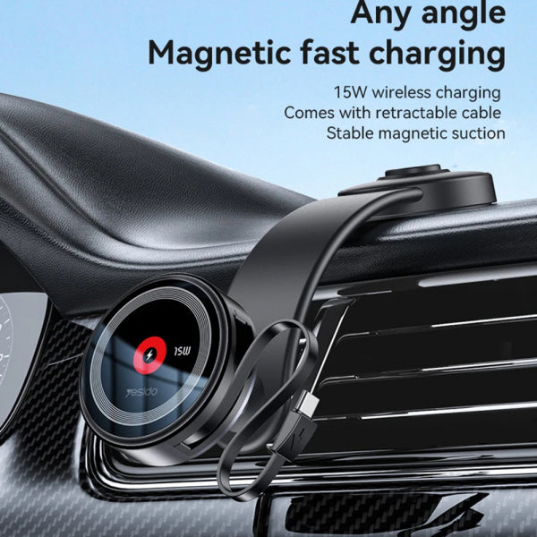 Yesido Wireless Car Charger C314, 15W, 1.67A, Black