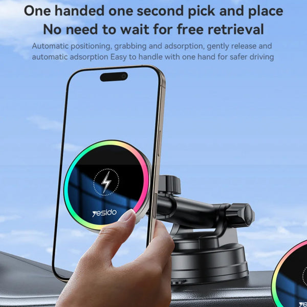 Yesido Wireless Car Charger C315, 15W, 1.67A, Black