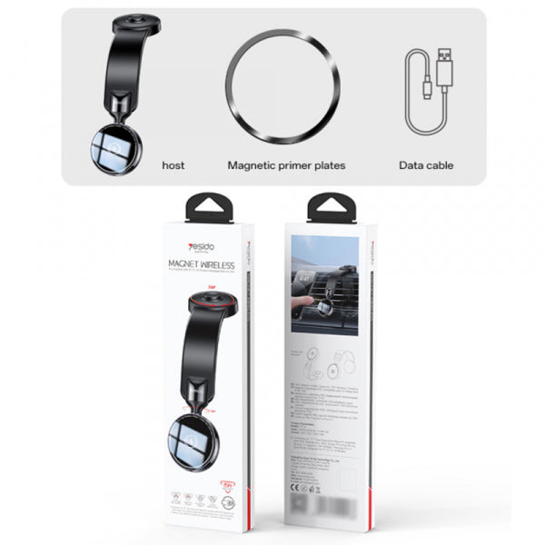 Yesido Wireless Car Charger C316, 15W, 1.67A, Black