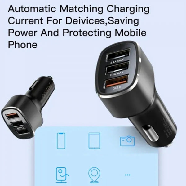 Yesido Car Charger Y46, 42W, 3A, 3 x USB-A, Black