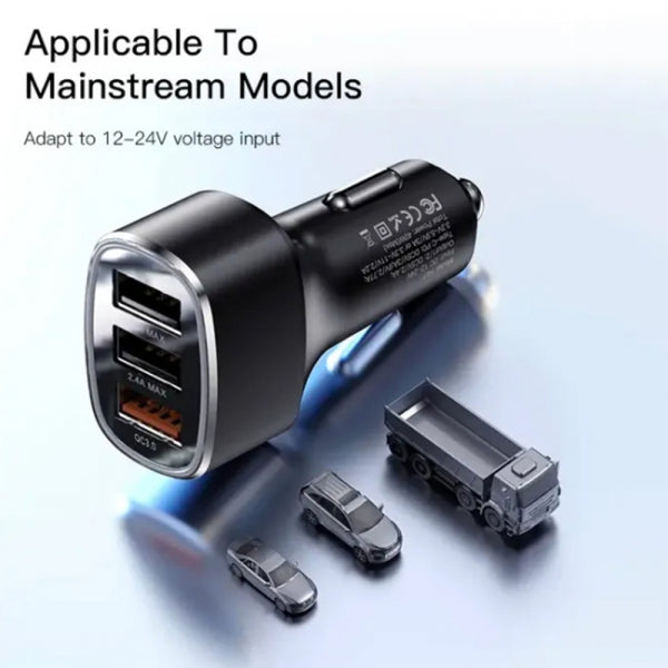 Yesido Car Charger Y46, 42W, 3A, 3 x USB-A, Black