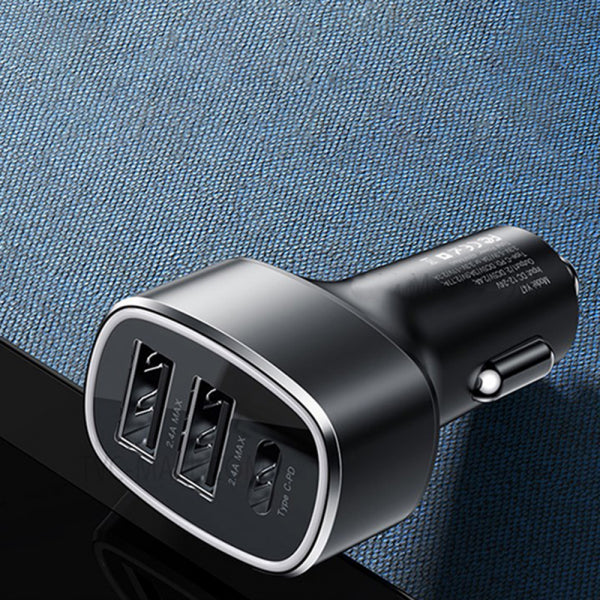 Yesido Car Charger Y47, 49W, 3A, 2 x USB-A - 1 x USB-C, Black