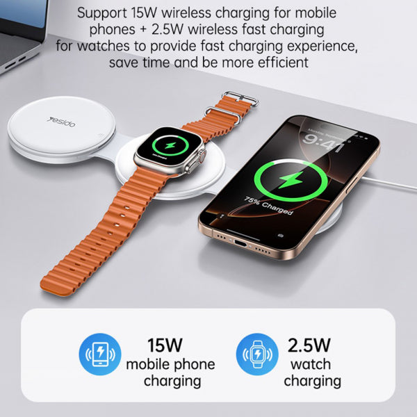 Yesido Wireless Charger DS29 5in1, 15W, 1.67A, White