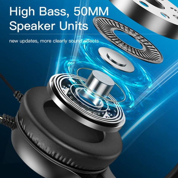 Yesido Gaming 3.5mm Headset EK02, RGB, 2.2m, Black