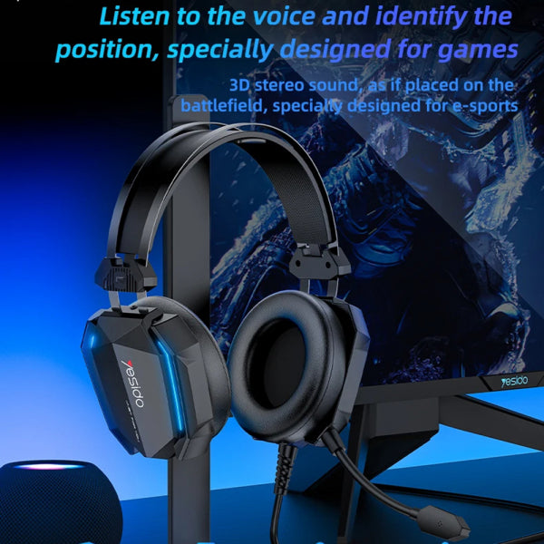 Yesido Gaming 3.5mm Headset EK03, RGB, 2m, Black
