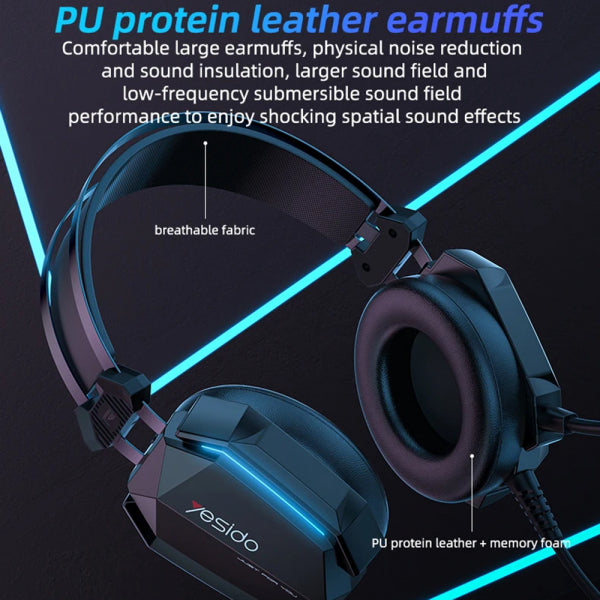 Yesido Gaming 3.5mm Headset EK03, RGB, 2m, Black