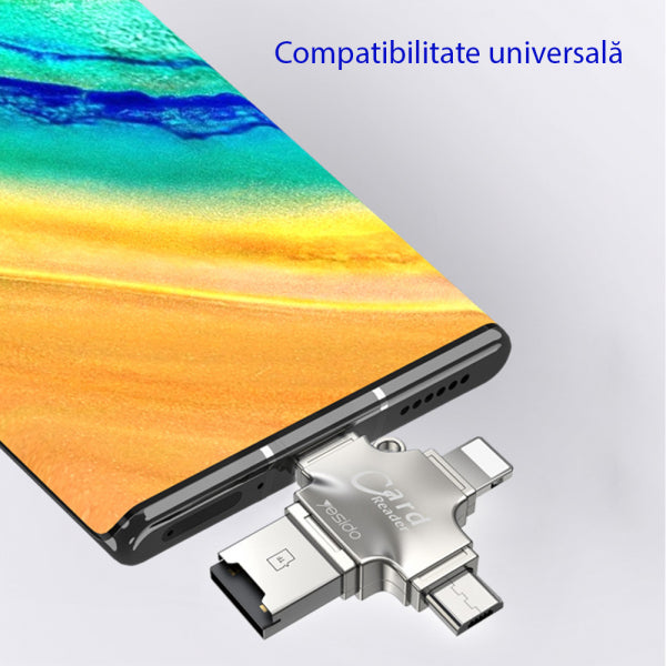 Yesido USB / USB-C / Lightning / microUSB Card Reader GS13, microSD, Silver