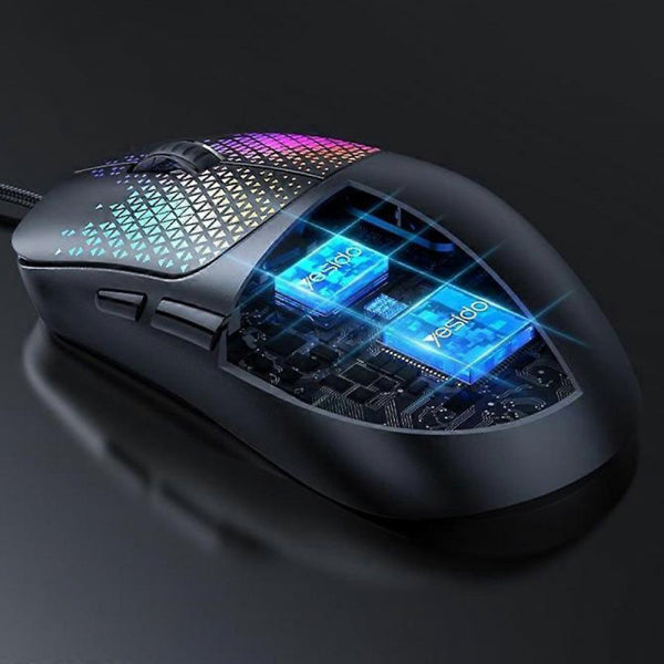 Yesido Wired Gaming Mouse KB32, RGB, 7200DPI, Black