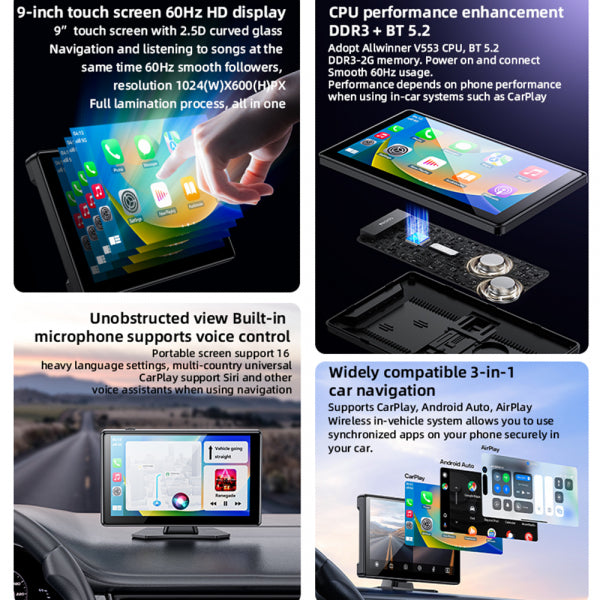 Yesido Car Navigation KM18, Wi-Fi, 9inch, Black