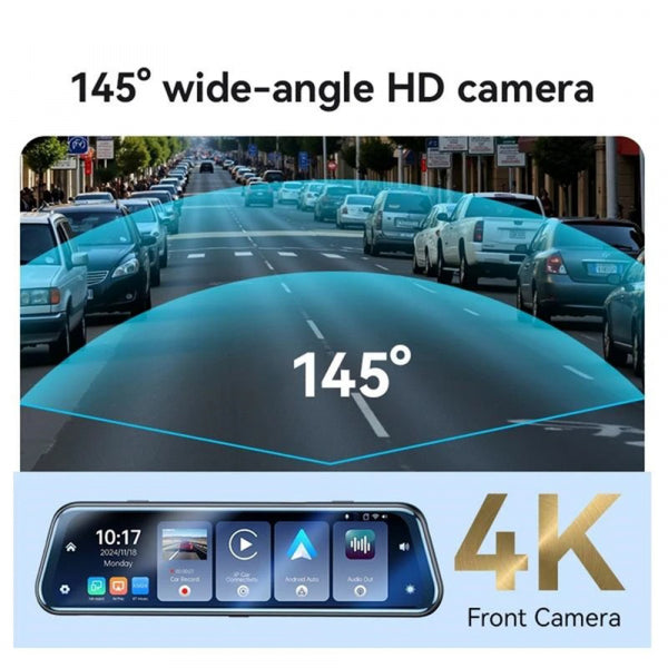 Yesido Dash Camera KM24 with Carplay / Android Auto, 4K, 9.66inch LCD, Black