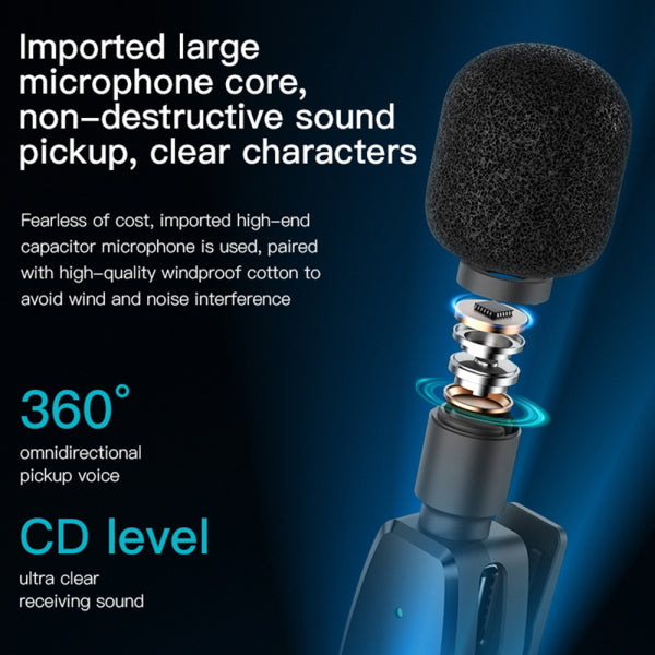Yesido Wireless Microphone KR15, USB-C / Lightning, 2-Pack, Black