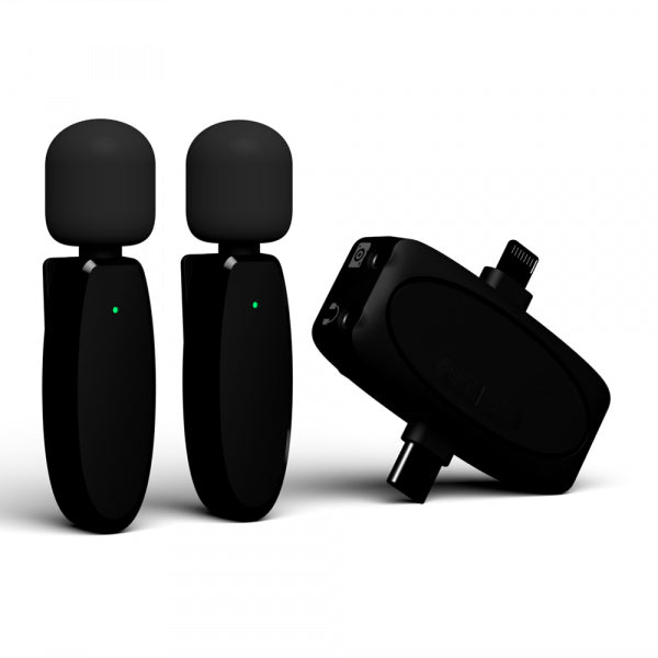Yesido Wireless Microphone KR15, USB-C / Lightning, 2-Pack, Black