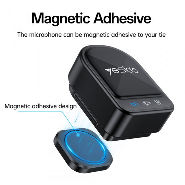 Yesido Wireless Microphone KR19, USB-C / Lightning, 2-Pack, Black