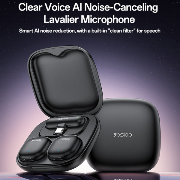 Yesido Wireless Microphone KR20, Lightning, 2-Pack, Black