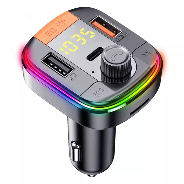 Yesido Bluetooth FM Transmitter and Car Charger Y45, 2 x USB-A - 1 x USB-C - 1 x microSD, Black