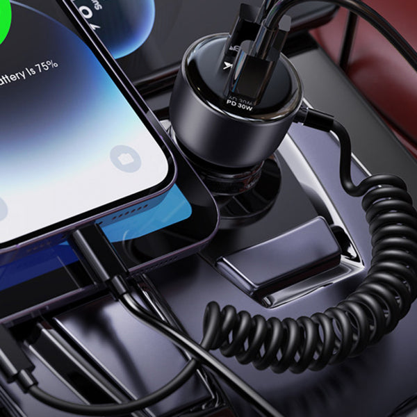 Yesido Car Charger Y57, 50W, 3A, 1 x USB-A - 1 x USB-C, with Lightning Cable, Black