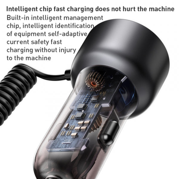 Yesido Car Charger Y58 Display, 60W, 3A, 1 x USB-A - 1 x USB-C, with USB-C / Lightning Cable, Grey