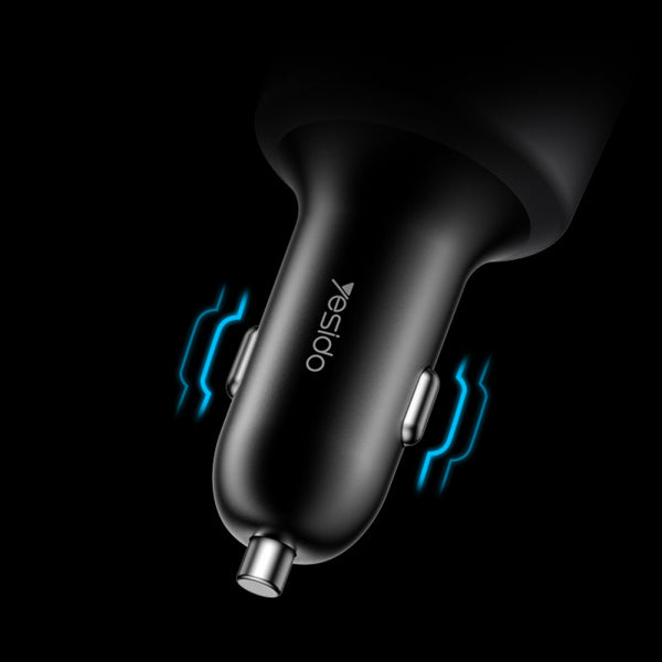 Yesido Car Charger Y59, 200W, 5A, 1 x USB-A - 2 x USB-C, Black