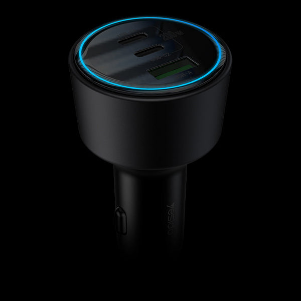 Yesido Car Charger Y59, 200W, 5A, 1 x USB-A - 2 x USB-C, Black
