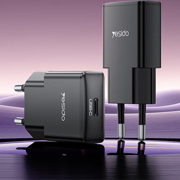 Yesido Wall Charger YC74, 30W, 3A, 1 x USB-C, Black