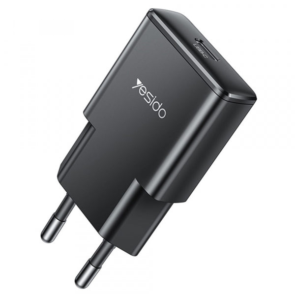 Yesido Wall Charger YC74, 30W, 3A, 1 x USB-C, Black