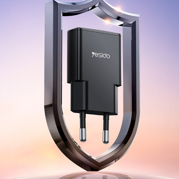 Yesido Wall Charger YC74, 30W, 3A, 1 x USB-C, Black